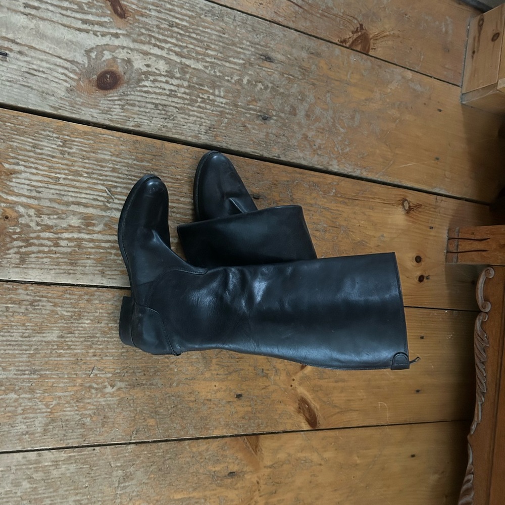 Black Leather Knee-High Boots